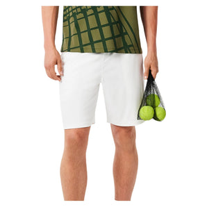 Men's Players Team Leader On Court Players Mesh 8 Inch Tennis Short White-Apparel-Lacoste-GH4775-001H25-1-Tennis Express