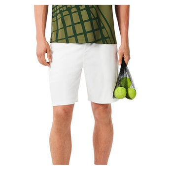 Men's Players Team Leader On Court Players Mesh 8 Inch Tennis Short White-Apparel-Lacoste-GH4775-001H25-1-Tennis Express