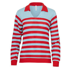 Women's Haley Sweater Light Blue and Red,Apparel,Bubble,Light Blue/Red,XS,Tennis Express,HALS-LBR