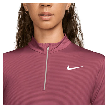 Women's Dri-FIT UV Victory 1/4-Zip Tennis Top Pink Smoke and White,Apparel,Nike,,,Tennis Express,HF6586-654_2