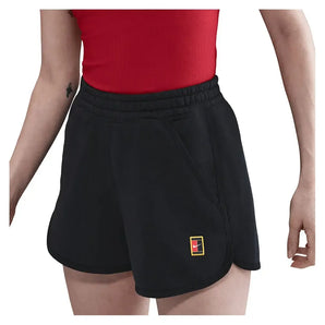 Women's Court Heritage Mid-Rise Fleece Tennis Shorts Black-Apparel-Nike-HJ8990-010-Tennis Express