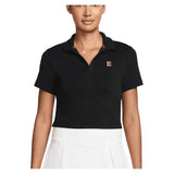 Women's Court Heritage Short-Sleeve Cropped Tennis Polo-Apparel-Nike-HJ8992-010-Tennis Express