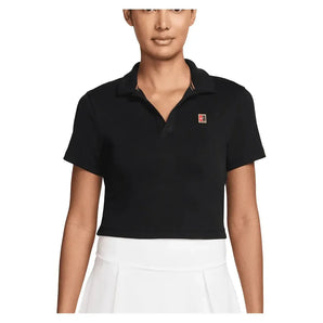 Women's Court Heritage Short-Sleeve Cropped Tennis Polo-Apparel-Nike-HJ8992-010-Tennis Express