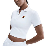 Women's Court Heritage Short-Sleeve Cropped Tennis Polo-Apparel-Nike-HJ8992-100-Tennis Express