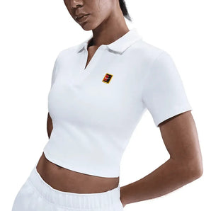 Women's Court Heritage Short-Sleeve Cropped Tennis Polo-Apparel-Nike-HJ8992-100-Tennis Express