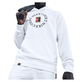 Men's Court Dri-FIT Heritage Fleece Pullover Tennis Hoodie White and Black-Apparel-Nike-, [current_file_name-Tennis Express