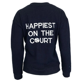 Women's Happiest On The Court Tennis Sweatshirt Navy and White-Apparel-CourtLife-HOC-TEN-NA-F24-q-Tennis Express