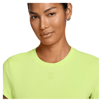 Women's Court Dri-FIT Advantage Short Sleeve Tennis Top Lt Lemon Twist and Black-Apparel-Nike-HQ2994-736_2-Tennis Express