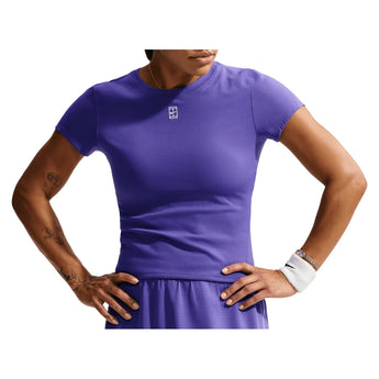 Women's Court Dri-FIT Advantage Short Sleeve Tennis Top, Nike, 579 Dark Iris/White, Tennis Express, HQ2994-H26-579-DARK-IRIS-WHITE-3