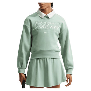 Women's Court Collection Fleece Tennis Crew Steam and Barely Green,Apparel,Nike,Steam/Barely Green,XS,Tennis Express,IB0757-006_767fc434-c31a-42fd-a80c-21186d9a6e1a