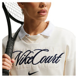 Women's Court Collection French Terry Tennis Crew Sail and Midnight Navy-Apparel-Nike-IB0757-133_5-Tennis Express