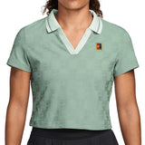 Women's Dri-FIT Court Collection Cropped Tennis Polo Steam and Barely Green,Apparel,Nike,Steam/Barely Green,XS,Tennis Express,IB0772-006