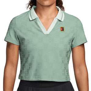 Women's Dri-FIT Court Collection Cropped Tennis Polo Steam and Barely Green,Apparel,Nike,Steam/Barely Green,XS,Tennis Express,IB0772-006