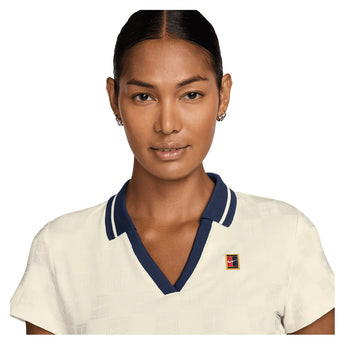 Women's Dri-FIT Court Collection Cropped Tennis Polo Sail and Midnight Navy-Apparel-Nike-IB0772-133_3-Tennis Express
