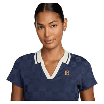 Women's Dri-FIT Court Collection Cropped Tennis Polo Midnight Navy and Sail-Apparel-Nike-IB0772-410S26-2-Tennis Express