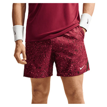 Men's Court Dri-FIT Victory 7 Inch All Over Print Tennis Short,Apparel,Nike,677 Team Red/White,XS,Tennis Express,IB1080-677-2