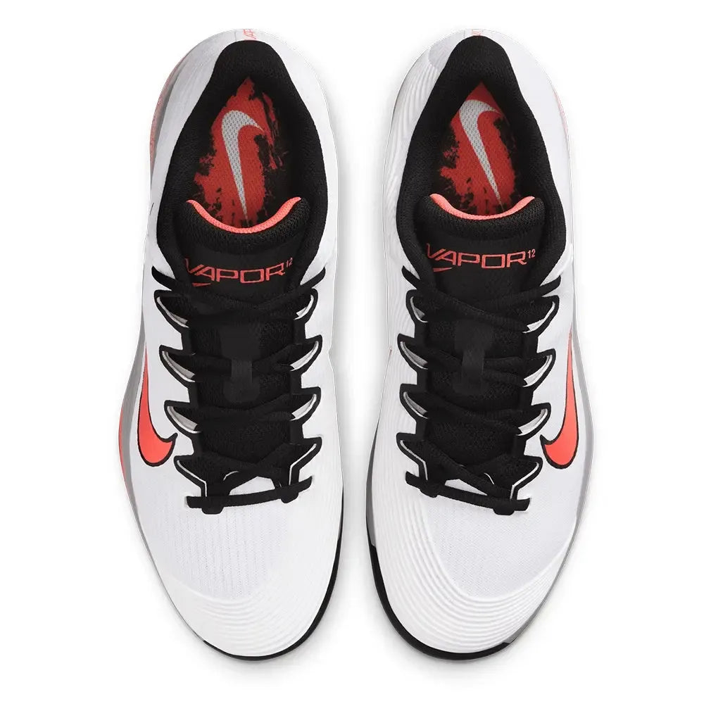 Men's Zoom Vapor 12 Premium Tennis Shoes White and Hot Lava