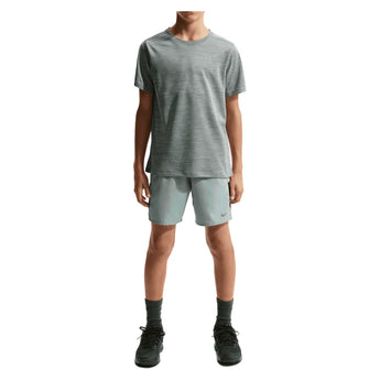 Boys' Dri-FIT Miler Short Sleeve Training Top Smoke Grey and Heather, Nike, Tennis Express, IF2425-084H26-2