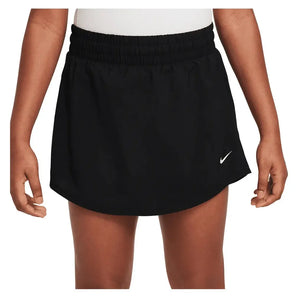 Girls' One Dri-FIT High-Waisted Skort Black and White-Apparel-Nike-IF3956-010-Tennis Express