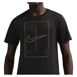 Men's Court Heritage Tennis Tee Black-Apparel-Nike-IH2085-010_3-Tennis Express