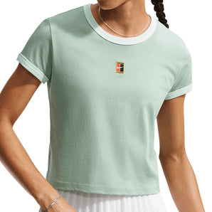 Women's Heritage Racquet Club Tennis T-Shirt Steam and Barely Green-Apparel-Nike-IH5059-006-Tennis Express