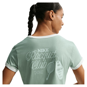 Women's Heritage Racquet Club Tennis T-Shirt Steam and Barely Green-Apparel-Nike-IH5059-006_1-Tennis Express