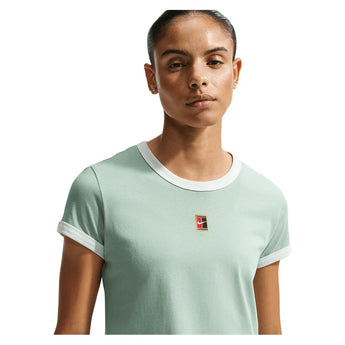 Women's Heritage Racquet Club Tennis T-Shirt Steam and Barely Green-Apparel-Nike-IH5059-006_3-Tennis Express