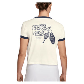 Women's Heritage Racquet Club Tennis T-Shirt Sail and Midnight Navy-Apparel-Nike-IH5059-133_2-Tennis Express