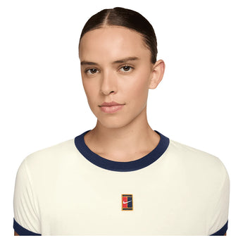 Women's Heritage Racquet Club Tennis T-Shirt Sail and Midnight Navy-Apparel-Nike-IH5059-133_3-Tennis Express