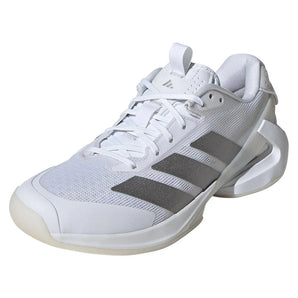 Women's Adizero Ubersonic 5 Tennis Shoes White and Silver Metallic-Footwear-Adidas-IH8103-S25-Y-Tennis Express