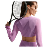 Women's Paris Court Slam Long Sleeve Tennis Crop Top Lt Magenta and Tattoo,Apparel,Nike,,,Tennis Express,II3375-503-3