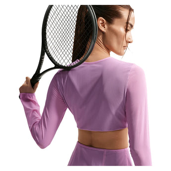 Women's Paris Court Slam Long Sleeve Tennis Crop Top Lt Magenta and Tattoo,Apparel,Nike,,,Tennis Express,II3375-503-3