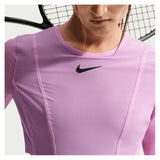 Women's Paris Court Slam Long Sleeve Tennis Crop Top Lt Magenta and Tattoo,Apparel,Nike,,,Tennis Express,II3375-503-4