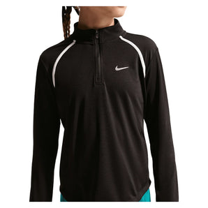 Girls' Dri-FIT Tempo Long-Sleeve Half-Zip Training Top Black and White, Nike, Black/White, Tennis Express, IM3661-010BH26-BLACK-WHITE-1