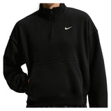 Girls' Sportswear Studio Fleece Oversized 1/4-Zip Top Black and White,Apparel,Nike,,,Tennis Express,IM4948-010-3