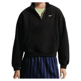 Girls' Sportswear Studio Fleece Oversized 1/4-Zip Top Black and White,Apparel,Nike,010 Black/White,XS,Tennis Express,IM4948-010