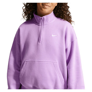 Girls' Sportswear Studio Fleece Oversized 1/4-Zip Top Violet Star and White, Nike, Violet Star/White, Tennis Express, IM4948-589H26-VIOLET-STAR-WHITE-1