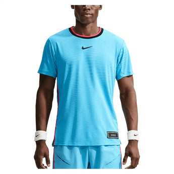 Men's New York Court Aero-FIT Slam Tennis Top,Apparel,Nike,416 Baltic Blue/Black,XS,Tennis Express,IM5783-F26-416-3