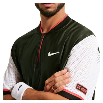 Men's New York Court Dri-FIT Slam Wild Short Sleeve Tennis Top Black Spruce and White,Apparel,Nike,,,Tennis Express,IM5785-317F26-6
