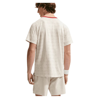Men's Court Dri-FIT Advantage Print Tennis Top Light Bone and Tough Red,Apparel,Nike,,,Tennis Express,IM6084-072_1