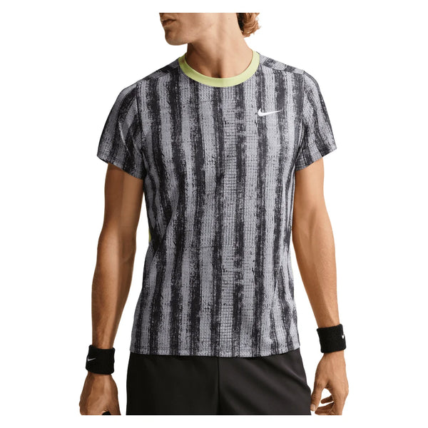 Men's Court Dri-FIT Victory Printed Tennis Top, Nike, 254 Medium Ash/Lt Lemon Twist, Tennis Express, IM6086-H26-254-MEDIUM-ASH-LT-LEMON-TWIST-1