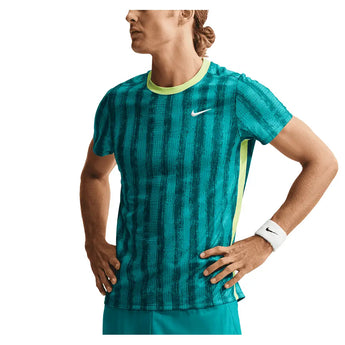 Men's Court Dri-FIT Victory Printed Tennis Top,Apparel,Nike,372 Bright Spruce/Lt Lemon Twist,XS,Tennis Express,IM6086-H26-372-3