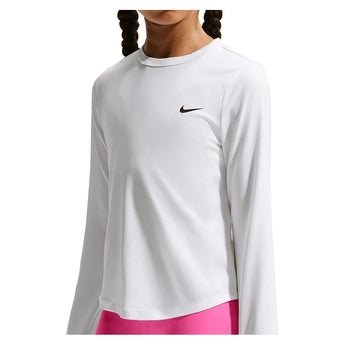 Girls' Dash Dri-FIT Long-Sleeve Training Top,Apparel,Nike,100 White/Black,XS,Tennis Express,IM6264-100-2