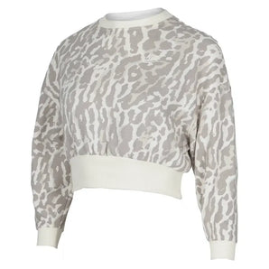 Girls' Sportswear Club Fleece Boxy Crew-Neck All Over Print Sweatshirt College Grey and Sail-Apparel-Nike-IM8897-009H25-Tennis Express