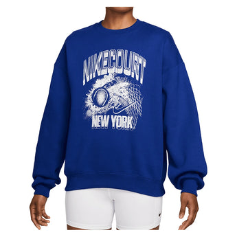 Women's New York Court Studio Fleece Oversized Graphics Tennis Sweatshirt,Apparel,Nike,417 Old Royal/White,XS,Tennis Express,IM9412-417