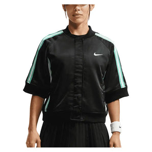 Women's New York Court Slam Short Sleeve Tennis Jacket,Apparel,Nike,010 Black/Mint,XS,Tennis Express,IQ2680-F26-010-3