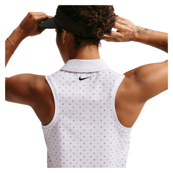 Women's Victory Dri-FIT Sleeveless Printed Tennis Polo White and Pink Foam, Nike, Tennis Express, IR0051-100H26-2