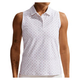 Women's Victory Dri-FIT Sleeveless Printed Tennis Polo White and Pink Foam, Nike, White/Pink Foam, Tennis Express, IR0051-100H26-WHITE-PINK-FOAM-1