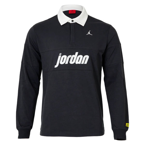 Men's Air Jordan Brooklyn Long-Sleeve Polo Shirt Anthracite and Sail, Nike, Anthracite/Sail, Tennis Express, IV7354-060H26-ANTHRACITE-SAIL-1