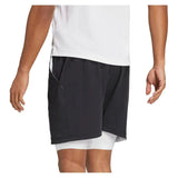 Mens Short and Tight Tennis Set White and Black-Apparel-Adidas-IW6199-2-Tennis Express